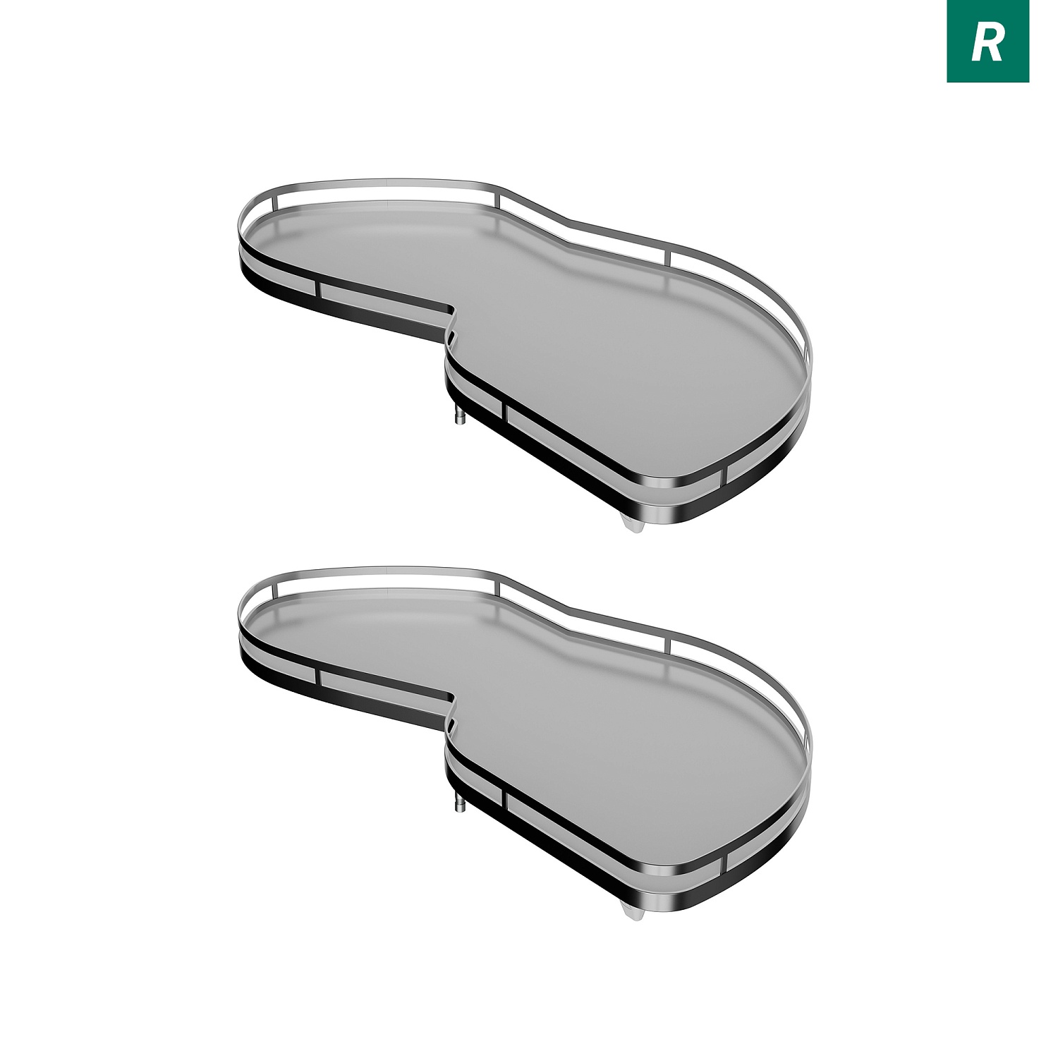 Комплект полок правый Леманс 450 мм Арена СТИЛЬ (2 полки + рычаги) ХРОМ